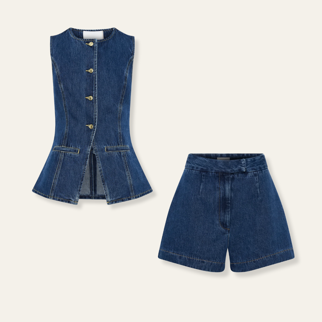 MILAN BUTTON UP DENIM SET