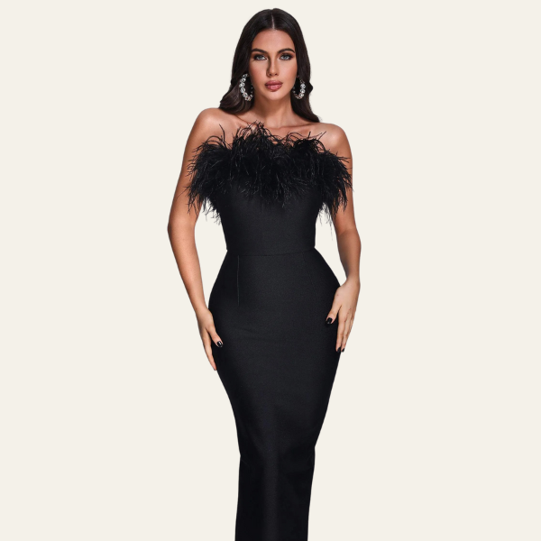 MONACO FEATHER MAXI DRESS