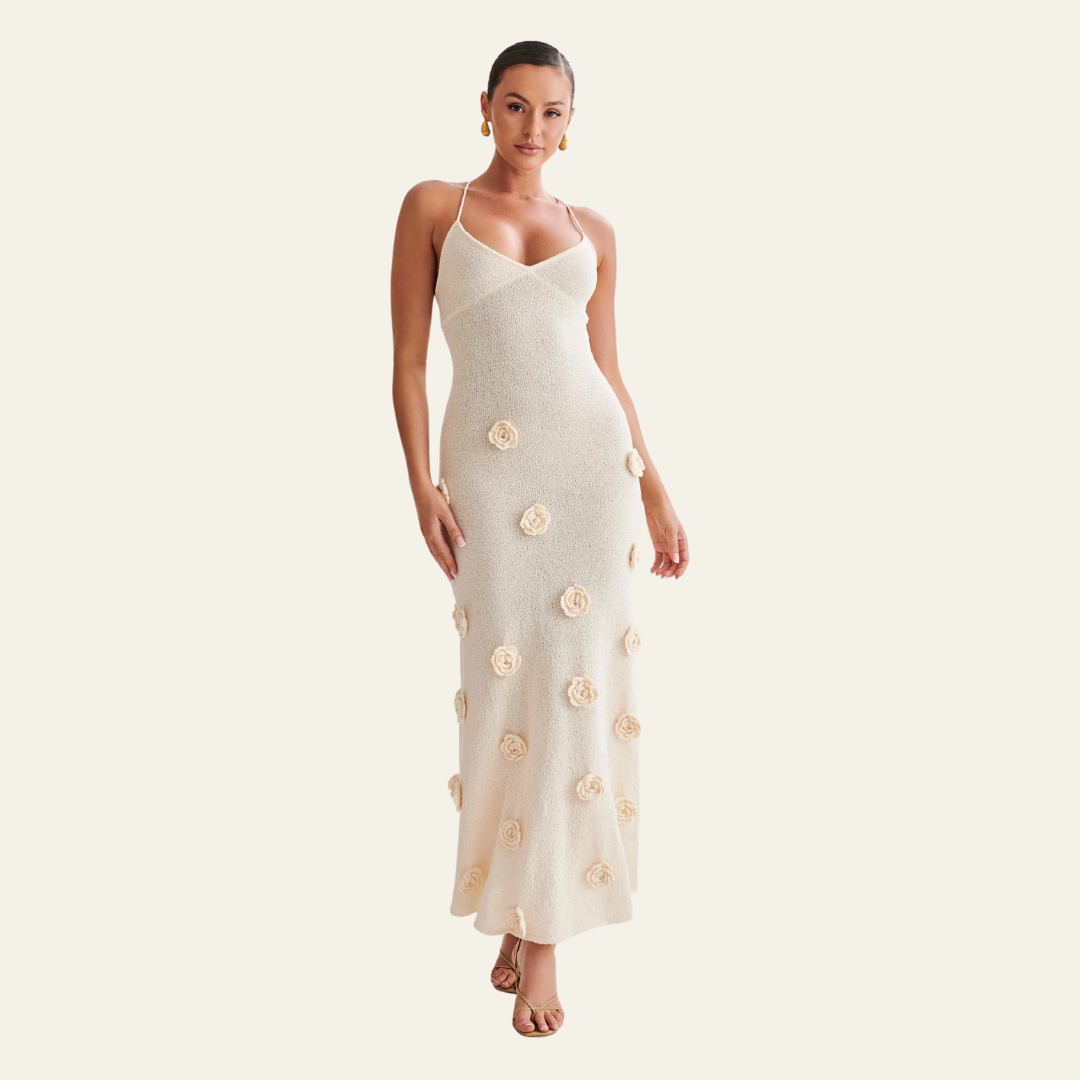 TUSCANY CROCHET FLOWER MAXI DRESS