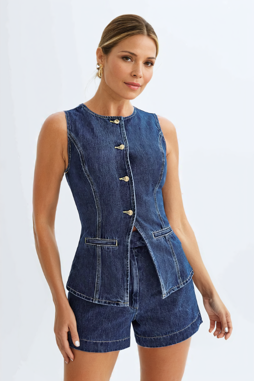 MILAN BUTTON UP DENIM SET